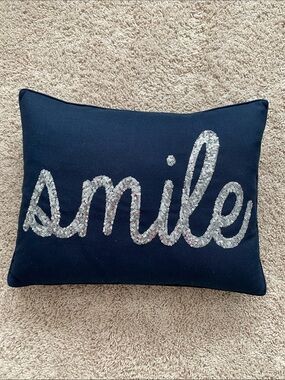 Navy smile pillow